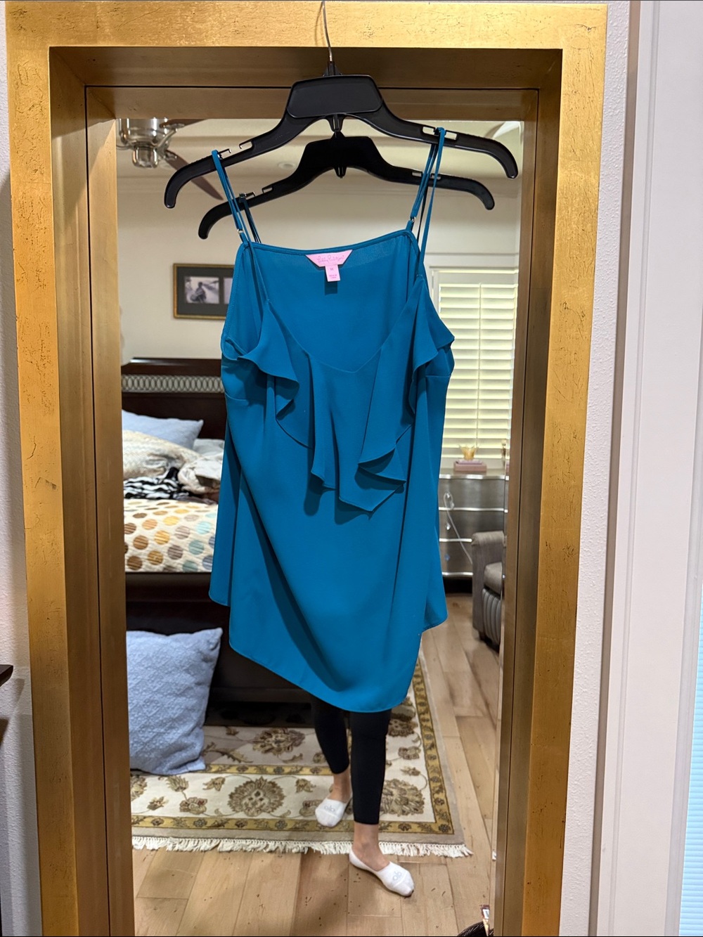 Lilly Pulitzer Teal Ruffle-Front Camisole